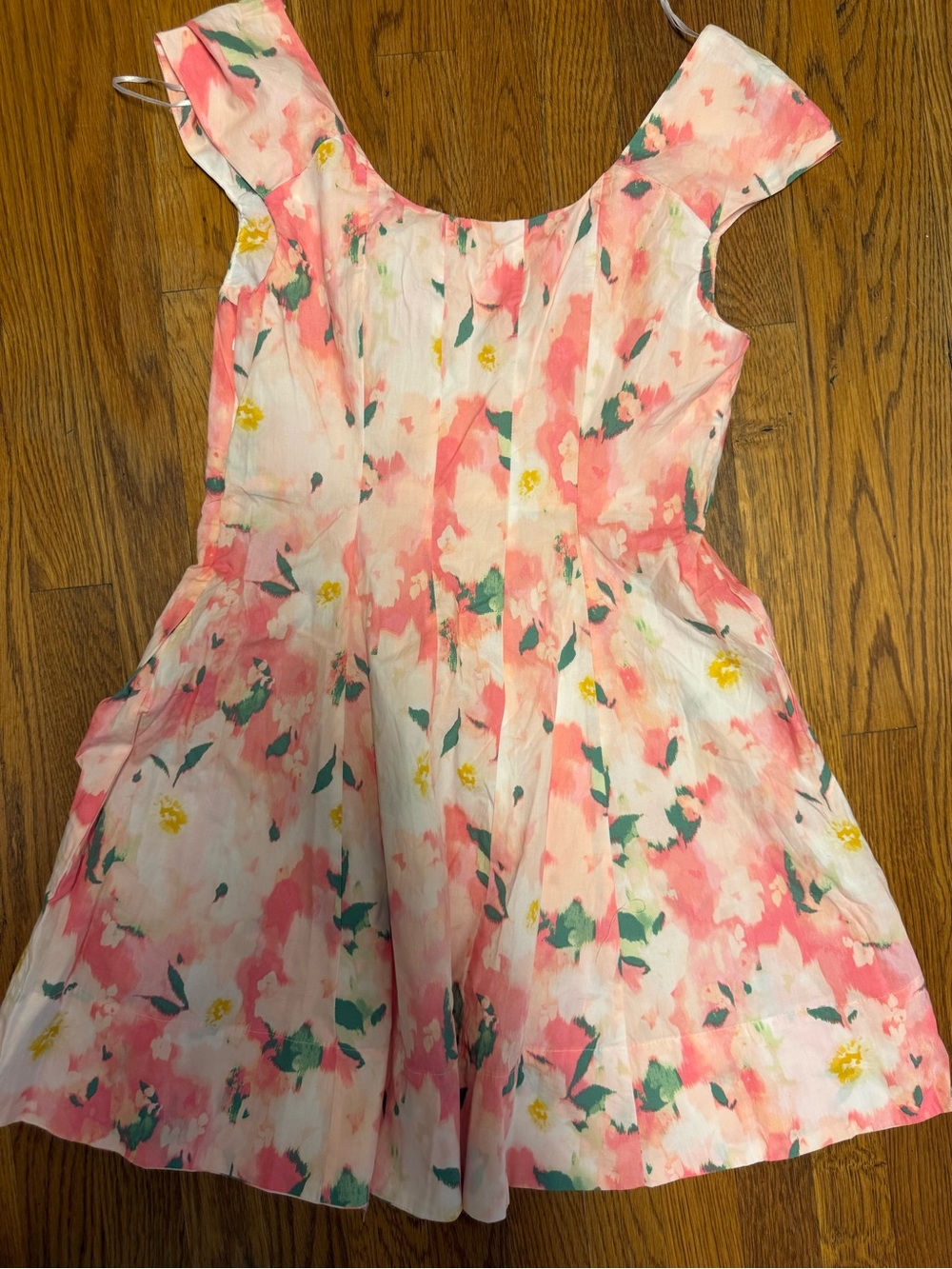 a new day Pink Floral Midi Dress with Yellow & Green Accents